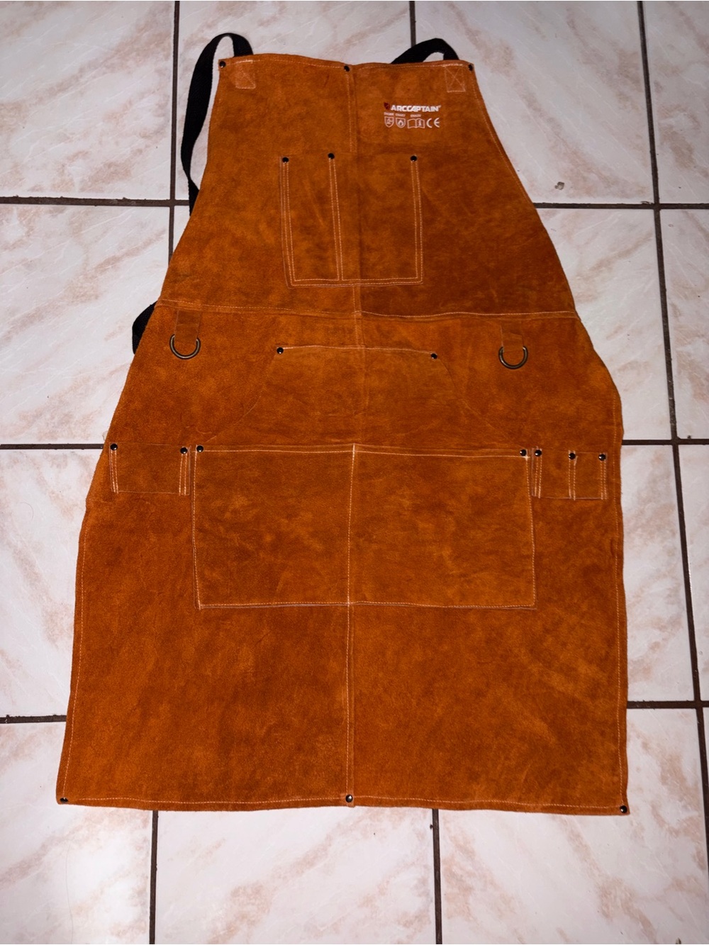 Leather Welding WorkShop Apron with 6 Tool Pockets, -size medium- xlarge